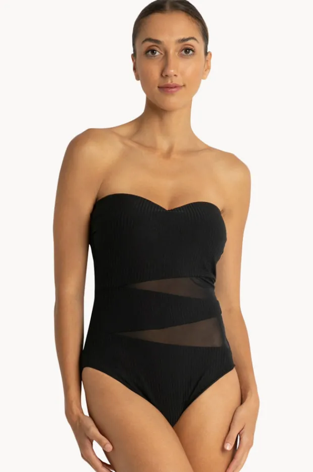 One Pieces|Sunseeker Reset D/DD Cup Spliced Bandeau One Piece BLACK