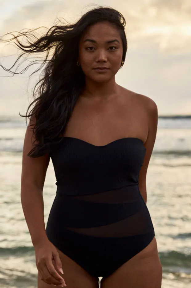 One Pieces|Sunseeker Reset D/DD Cup Spliced Bandeau One Piece BLACK