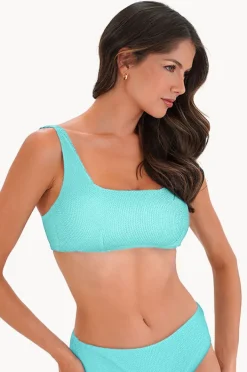 Bikini Tops|Moontide Retro Deco DD/E Cup Square Neck Bra Aqua