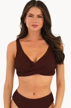 Bikini Tops|Moontide Retro Deco DD/E Cup Wrap Front Bra Espresso