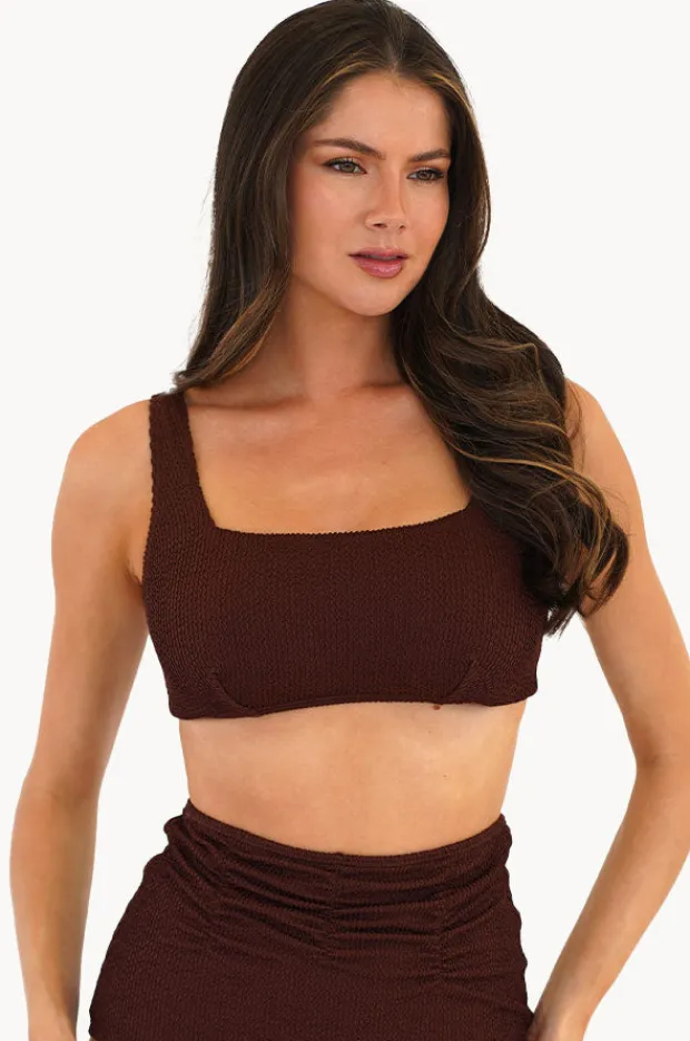 Bikini Tops|Moontide Retro Deco F/F Cup Square Neck Bra Espresso