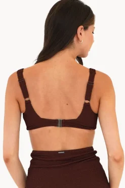 Bikini Tops|Moontide Retro Deco F/F Cup Square Neck Bra Espresso