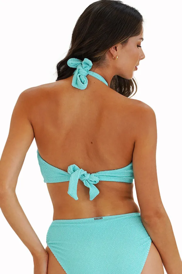 Bikini Tops|Moontide Retro Deco F/G Cup Ring Halter Aqua