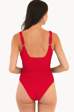 One Pieces|Moontide Retro Deco F/G Cup Square Neck One Piece Hibiscus