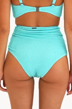 Bottoms|Moontide Retro Deco High Waist Gathered Pant Aqua