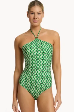 One Pieces|Jets Rio Halter Trim One Piece Emerald