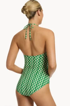 One Pieces|Jets Rio Halter Trim One Piece Emerald