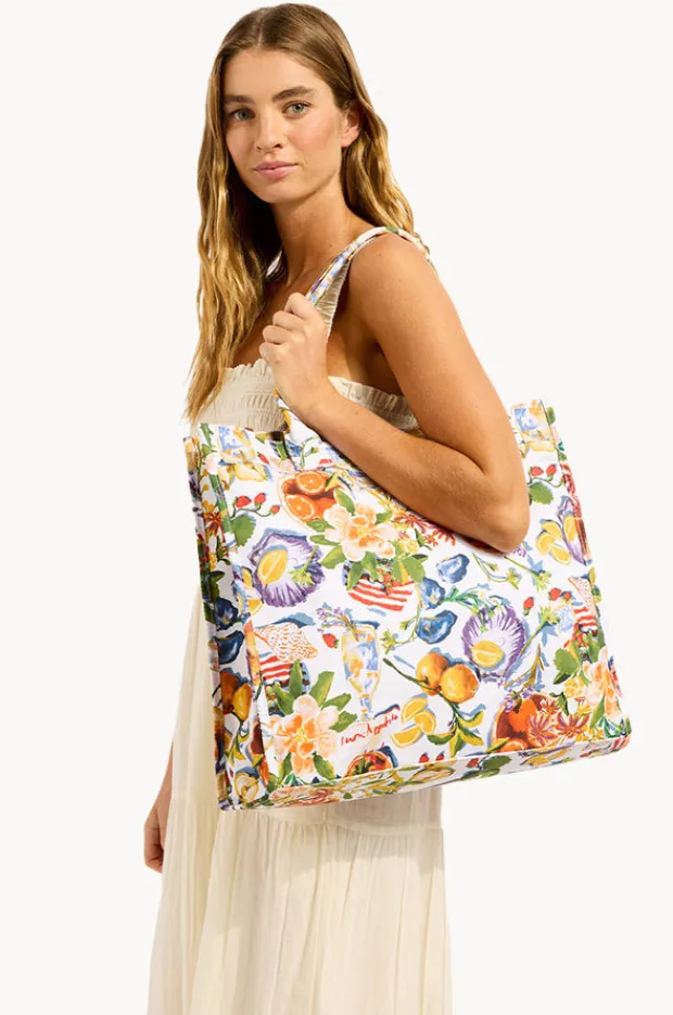 Beach Bags|Bags|Seafolly Riviera Coast Tote Bag WHITE