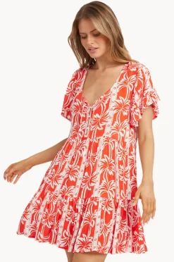 Dresses|Billabong Row Of Palms Tie Dress Red