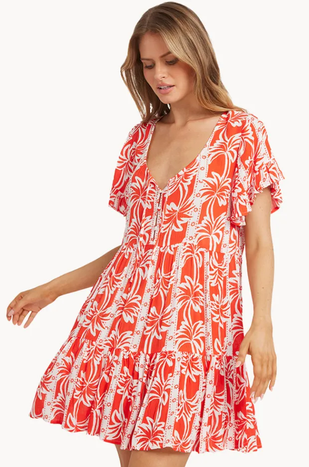 Dresses|Billabong Row Of Palms Tie Dress Red