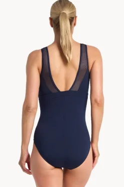 One Pieces|Poolproof Rozella Taped High Neck One Piece Navy/sky