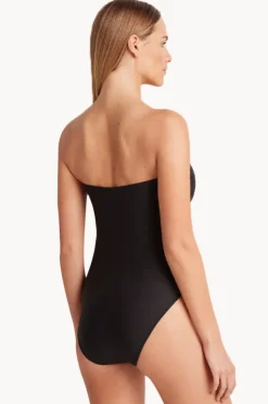 One Pieces|Monte u0026 Lou Ruched Bandeau One Piece Black