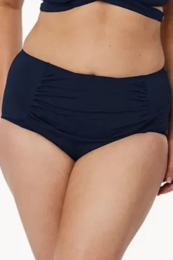 Bottoms|Genevieve 50s Gathered Brief Navy