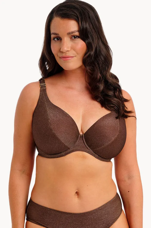 Bikini Tops|Fantasie Sabana Sparkle F Cup Plunge Bra Chestnut