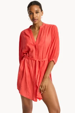 Overswim|Sea Level Salt Boho Shirt Red