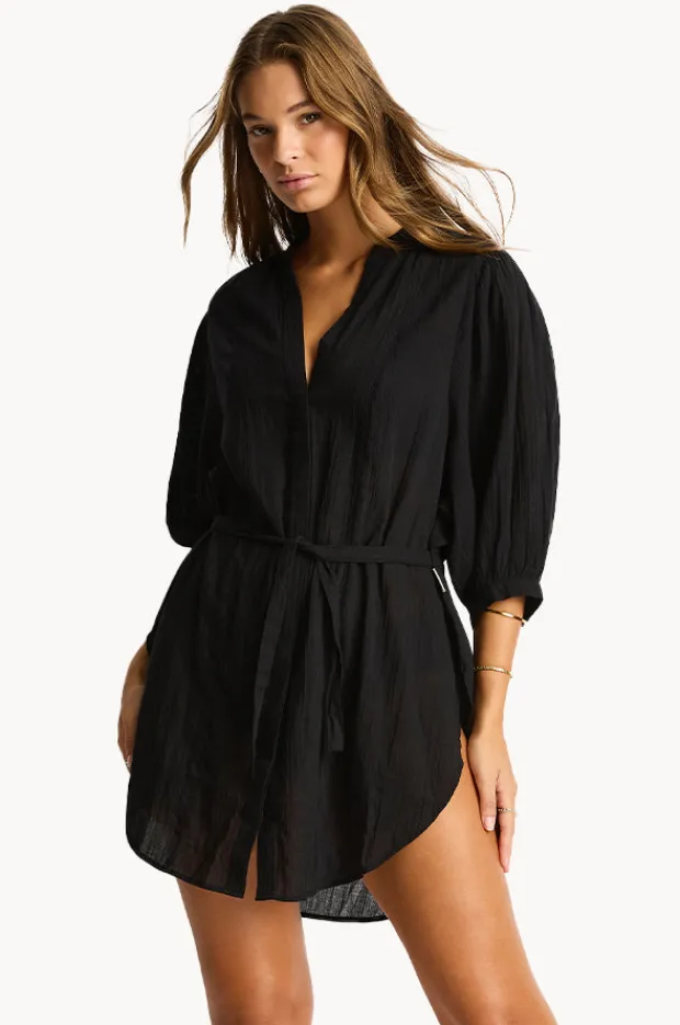 Overswim|Sea Level Salt Boho Shirt Black