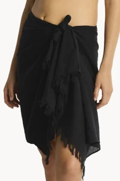 Sarongs|Sea Level Salt Frayed Sarong Black