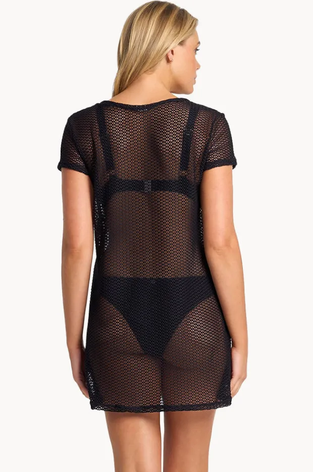 Overswim|Sunseeker Salt Mesh T-Shirt Dress Black