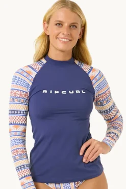 Rashies & Sunsuits|Rip Curl San Carlos Long Sleeve Suntop Dark Blue