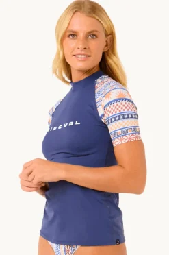 Rashies & Sunsuits|Rip Curl San Carlos Short Sleeve Suntop Dark Blue