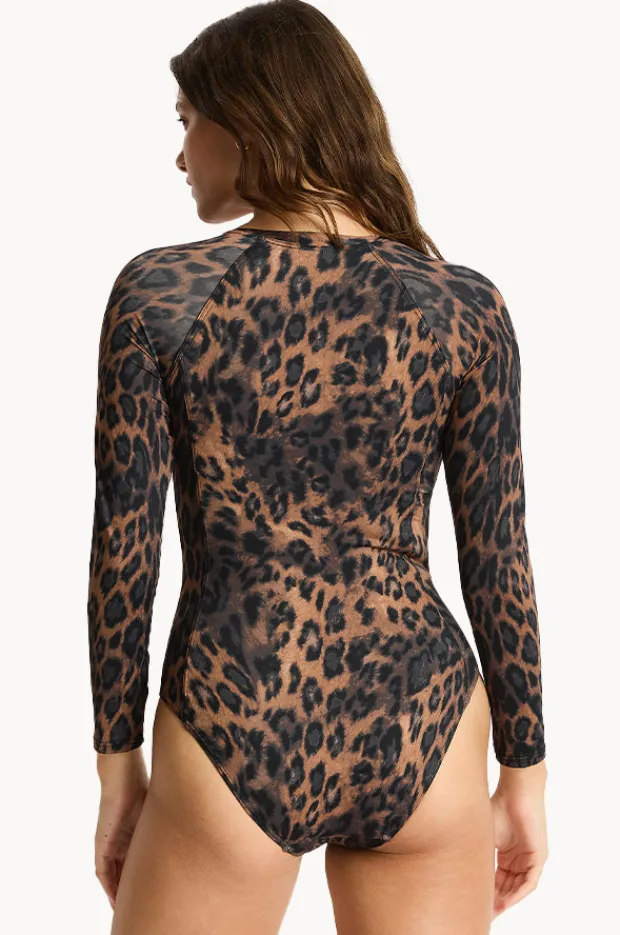Rashies & Sunsuits|Sea Level Savanna Long Sleeve Sunsuit Chocolate