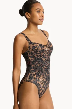 One Pieces|Sea Level Savanna Twist Front One Piece Chocolate