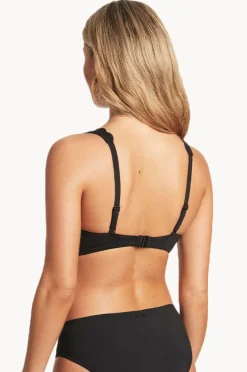 Bikini Tops|Sea Level Scalloped Longline Tri Black