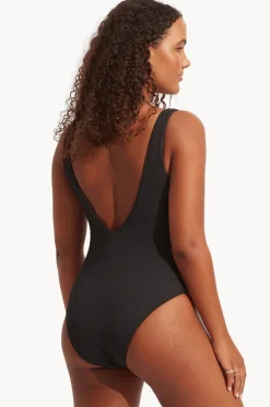 One Pieces|Seafolly Sea Dive Deep V Neck One Piece Black