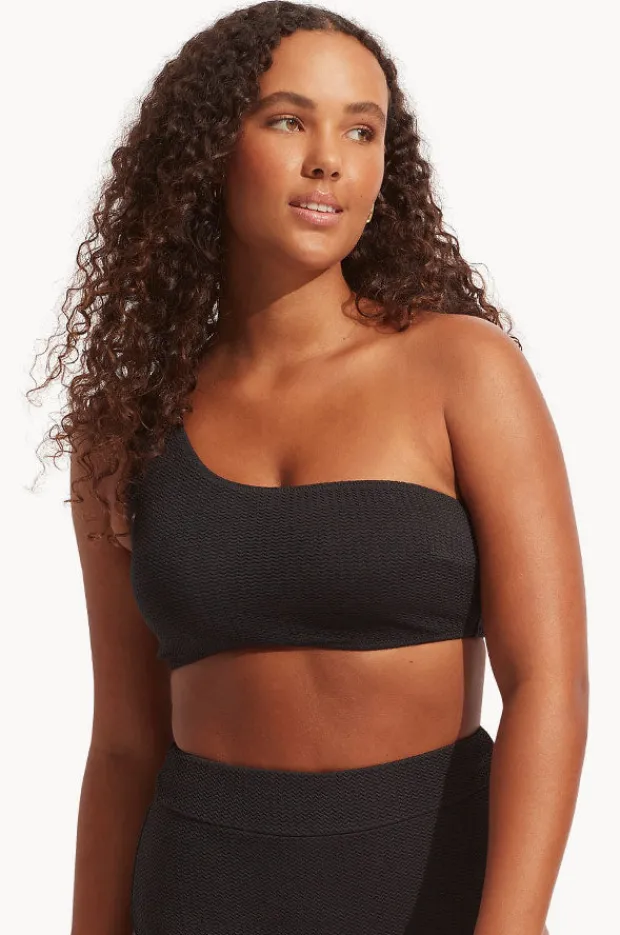Bikini Tops|Seafolly Sea Dive One Shoulder Bandeau Black