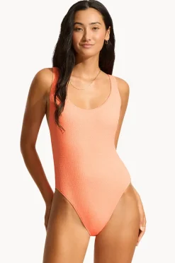 One Pieces|Seafolly Sea Dive Retro One Piece Peach pink