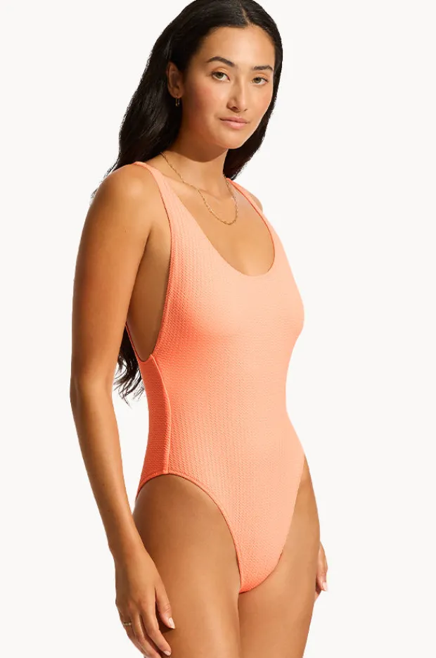 One Pieces|Seafolly Sea Dive Retro One Piece Peach pink