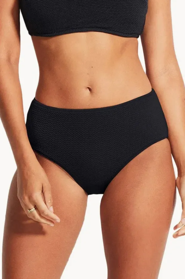 Bottoms|Seafolly Sea Dive Wide Side Retro Pant Black