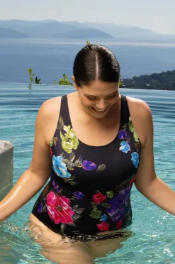 One Pieces|Zoggs Sea Velvet Adjustable Scoop Back One Piece Black/Multi