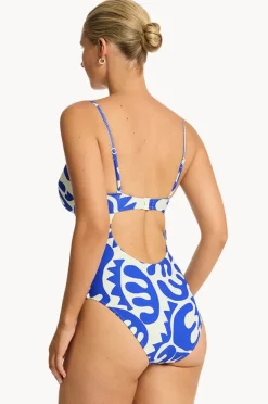 One Pieces|Sea Level Seascape Balconette Bra One Piece Blue