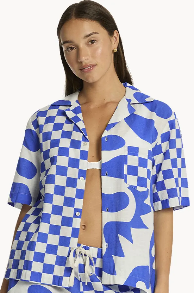 Tops|Sea Level Seascape Bowling Shirt Blue