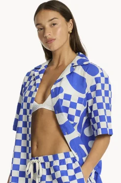 Tops|Sea Level Seascape Bowling Shirt Blue