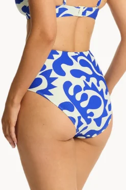 Bottoms|Sea Level Seascape Panelled High Waist Pant Blue