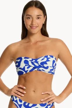 Bikini Tops|Sea Level Seascape Twist Bandeau Blue