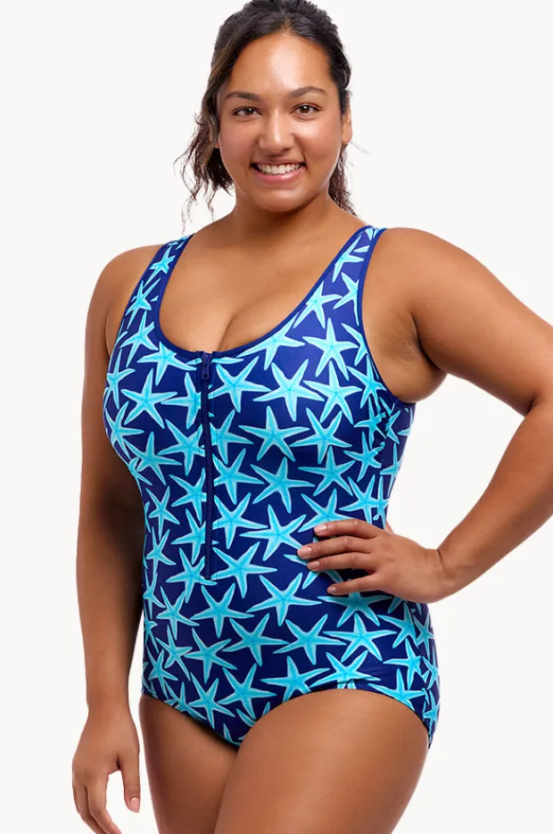 One Pieces|Funkita See Stars DD/E Cup Zip Front One Piece Navy/blue