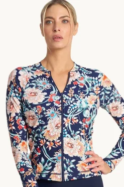 Rashies & Sunsuits|Jantzen Select Floral Long Sleeve Suntop Navy