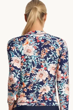 Rashies & Sunsuits|Jantzen Select Floral Long Sleeve Suntop Navy