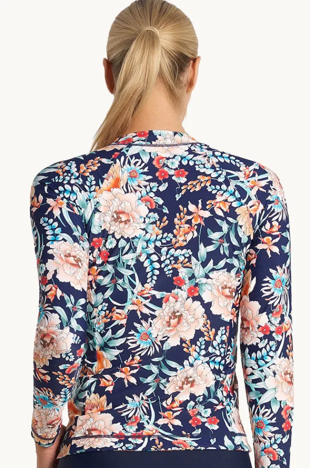 Rashies & Sunsuits|Jantzen Select Floral Long Sleeve Suntop Navy