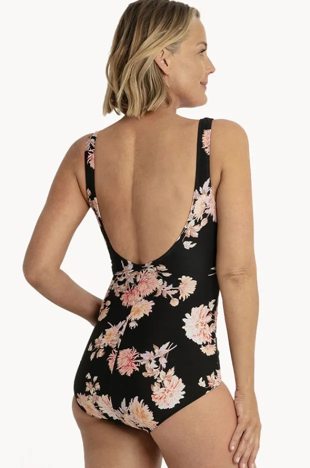 One Pieces|Jantzen Select Floral Sheath One Piece Black/pink