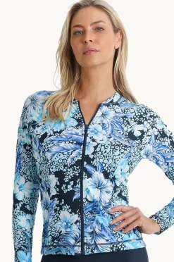 Rashies & Sunsuits|Jantzen Select Long Sleeve Zip Suntop Navy