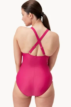One Pieces|Speedo Shaping V Neck One Piece Magenta