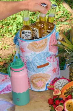 Cooler Bags|Picnic Vibes|Annabel Trends Shelly Beach Barrel Cooler Bag Blue/multi