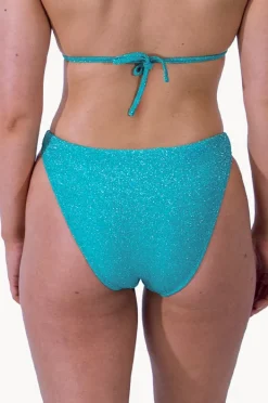 Bottoms|Base Swim Shimmer Hipster High Leg Pant Emerald