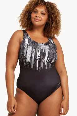 One Pieces|Zoggs Shimmer Scoopback One Piece Black/Silver
