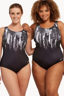 One Pieces|Zoggs Shimmer Scoopback One Piece Black/Silver