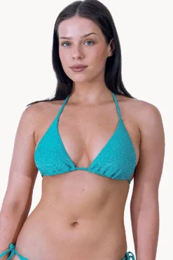 Bikini Tops|Base Swim Shimmer Slide Tri Emerald